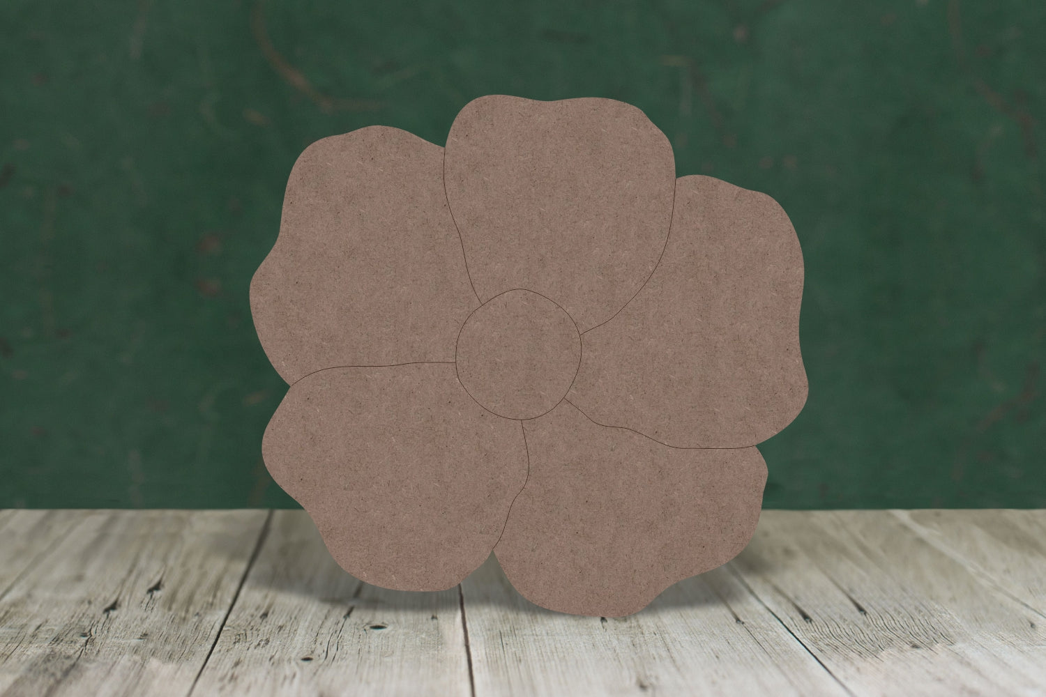 Laser cut, blank wooden Poppy 4 with etched petals shape for craft