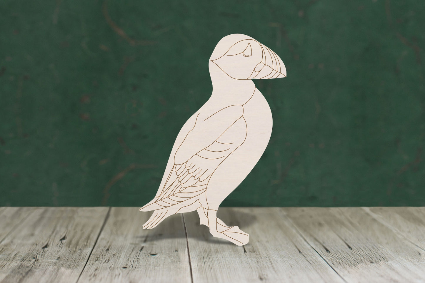 Puffin with etched detail wooden craft cut out - plywood