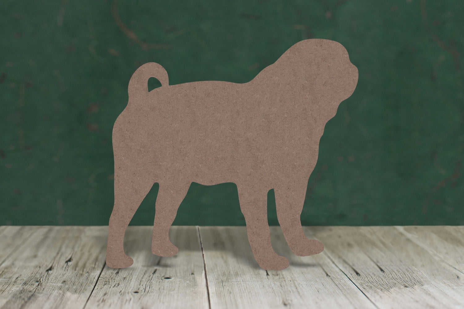 Laser cut, blank wooden Pug shape for craft