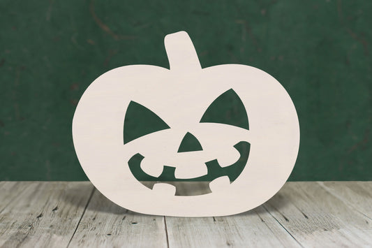 laser cut blank wooden Pumpkin 3 with halloween face shape for craft