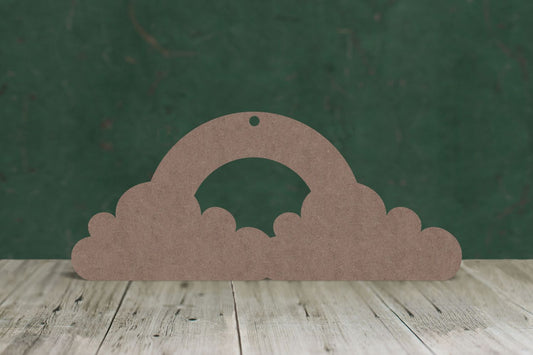 Laser cut, blank wooden Rainbow with clouds shape for craft