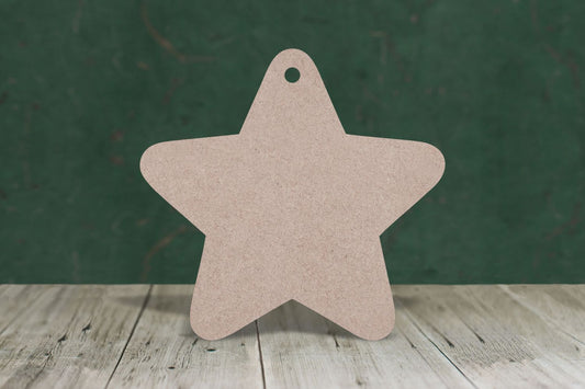 Laser cut, blank wooden Rounded star shape for craft