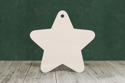 laser cut blank wooden Rounded star shape for craft