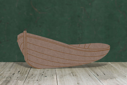 Laser cut, blank wooden Rowing boat 1 with etched detail shape for craft