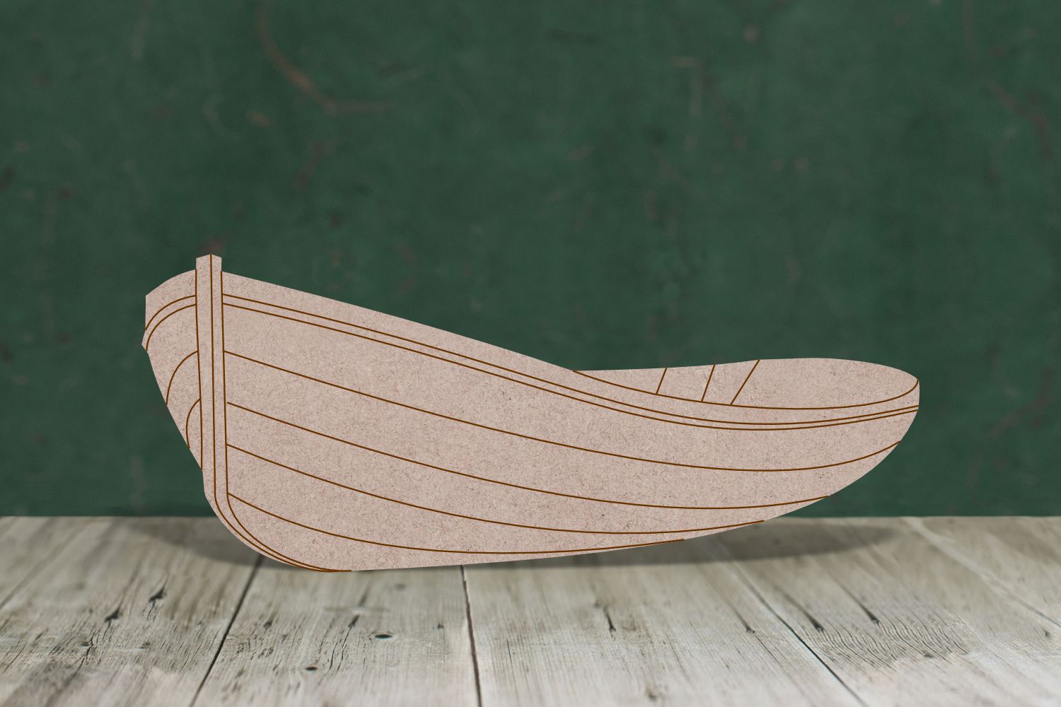 Laser cut, blank wooden Rowing boat 1 with etched detail shape for craft