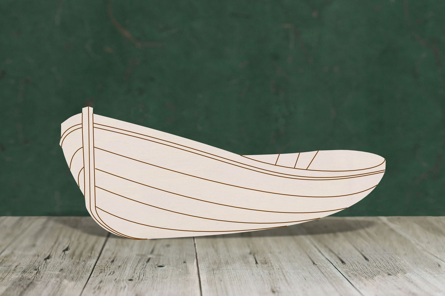 laser cut blank wooden Rowing boat 1 with etched detail shape for craft