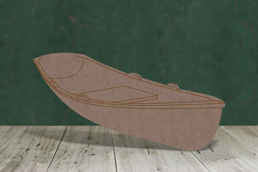 Laser cut, blank wooden Rowing boat 2 with etched detail shape for craft