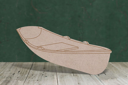 Laser cut, blank wooden Rowing boat 2 with etched detail shape for craft