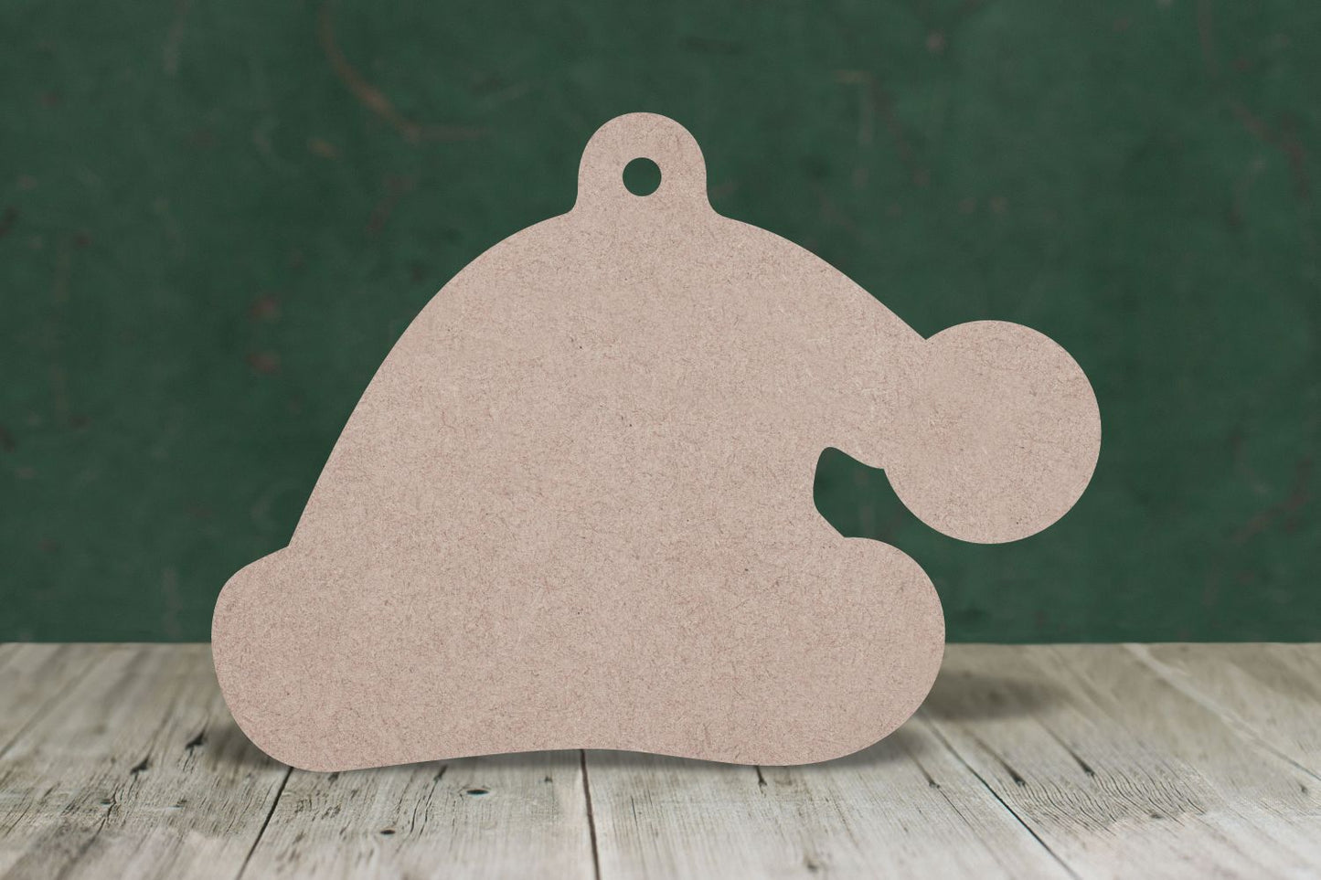 Laser cut, blank wooden Santa hat bauble shape for craft