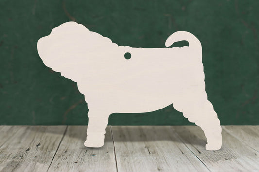 laser cut blank wooden Shar Pei shape for craft