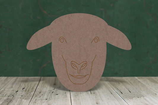 Sheep head with etched face - wooden craft shape - 2mm MDF