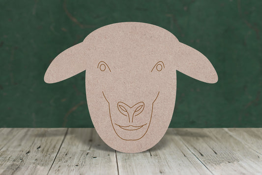 Sheep head with etched face - wooden craft shape - 3mm MDF