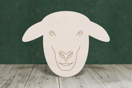 Sheep head with etched face wooden craft cut out - plywood