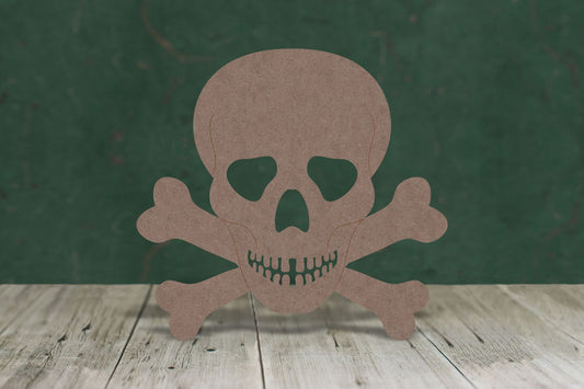 Laser cut, blank wooden Skull and crossed bones shape for craft