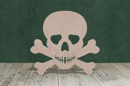 Laser cut, blank wooden Skull and crossed bones shape for craft