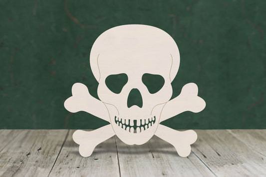 laser cut blank wooden Skull and crossed bones shape for craft