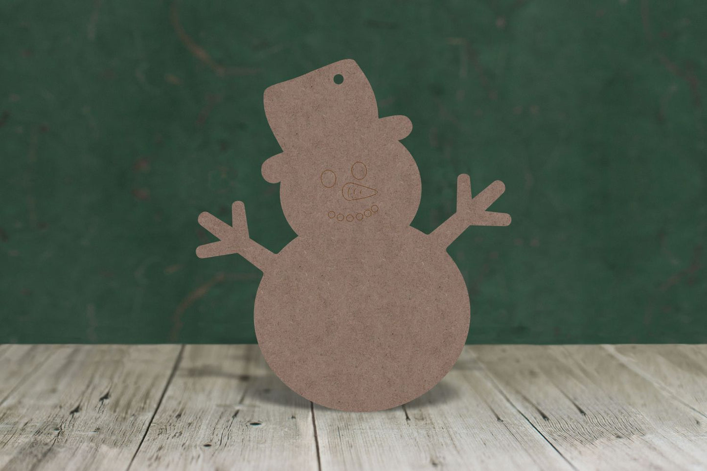 Laser cut, blank wooden Snowman 2 with etched face shape for craft