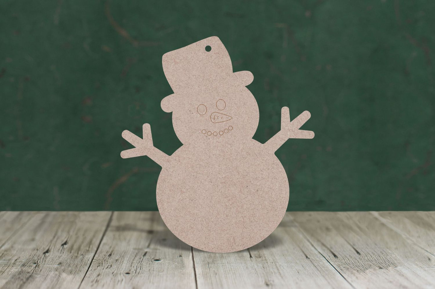 Laser cut, blank wooden Snowman 2 with etched face shape for craft