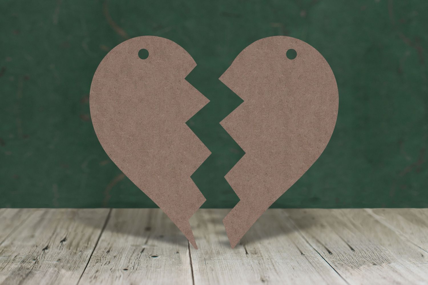 Laser cut, blank wooden Split heart with two pieces shape for craft