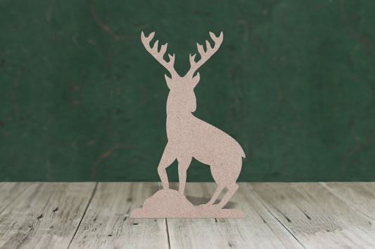 Stag on rocks - wooden craft cut-out - 3mm MDF