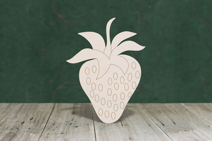 laser cut blank wooden Strawberry with etched detail shape for craft