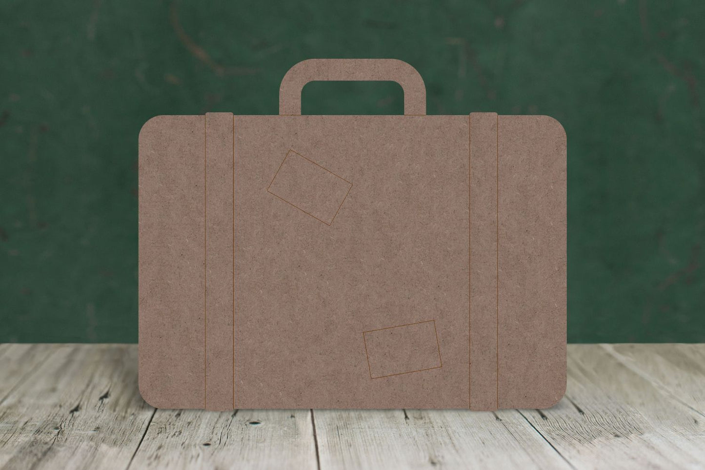 Laser cut, blank wooden Suit case with etched detail shape for craft