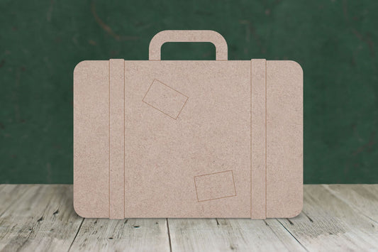 Laser cut, blank wooden Suit case with etched detail shape for craft