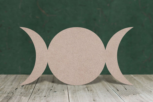 Laser cut, blank wooden triple moon shape for craft