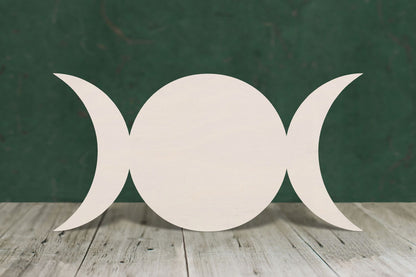 laser cut blank wooden triple moon shape for craft