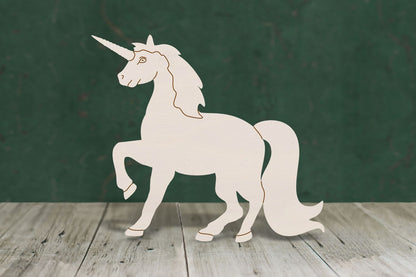 laser cut blank wooden Unicorn with etched detail shape for craft