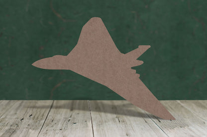 Laser cut, blank wooden Vulcan bomber plane side view shape for craft