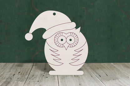 Christmas owl shape wooden tags - plywood