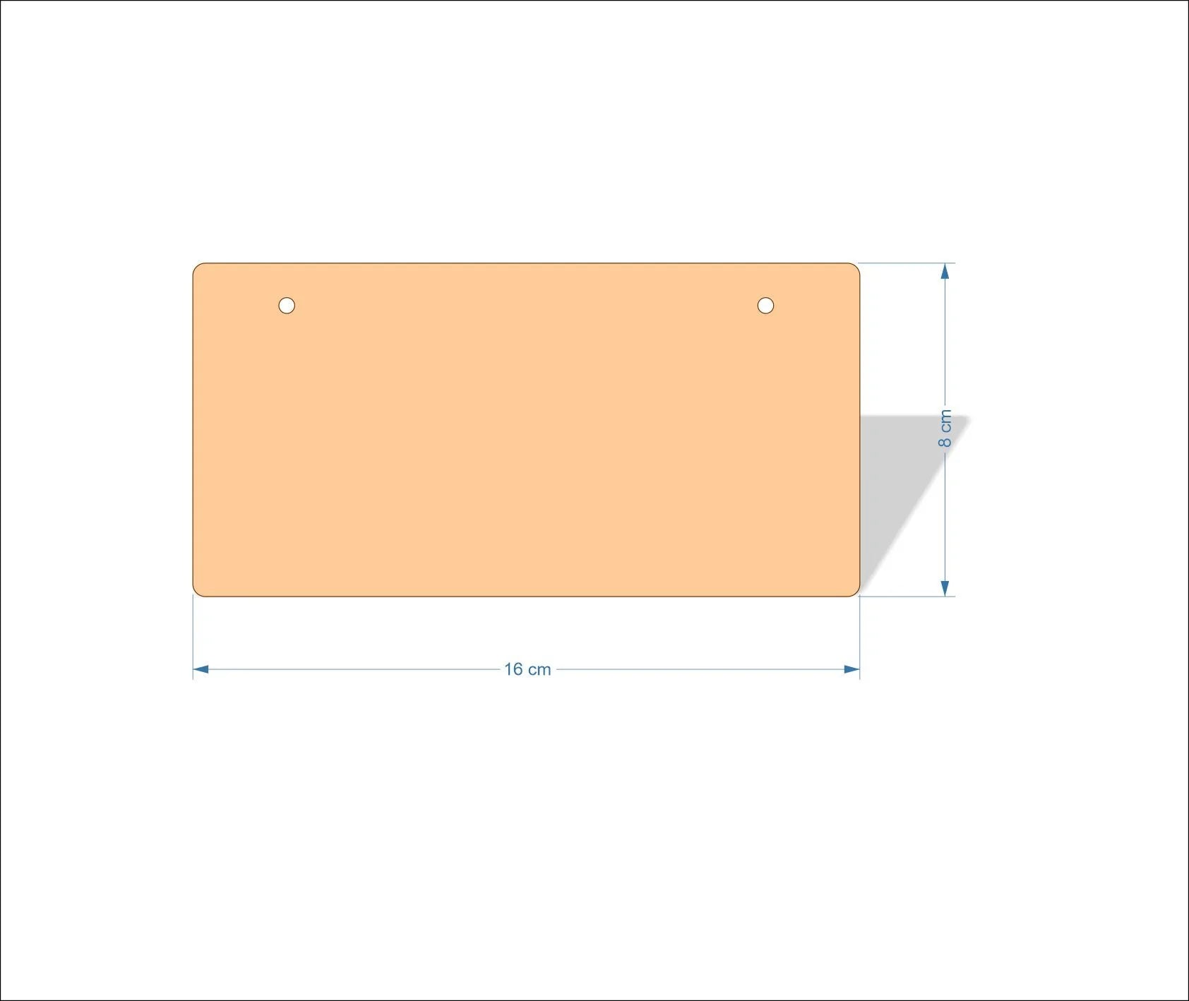 16 cm X 8 cm 4mm poplar plywood Plaques with rounded corners