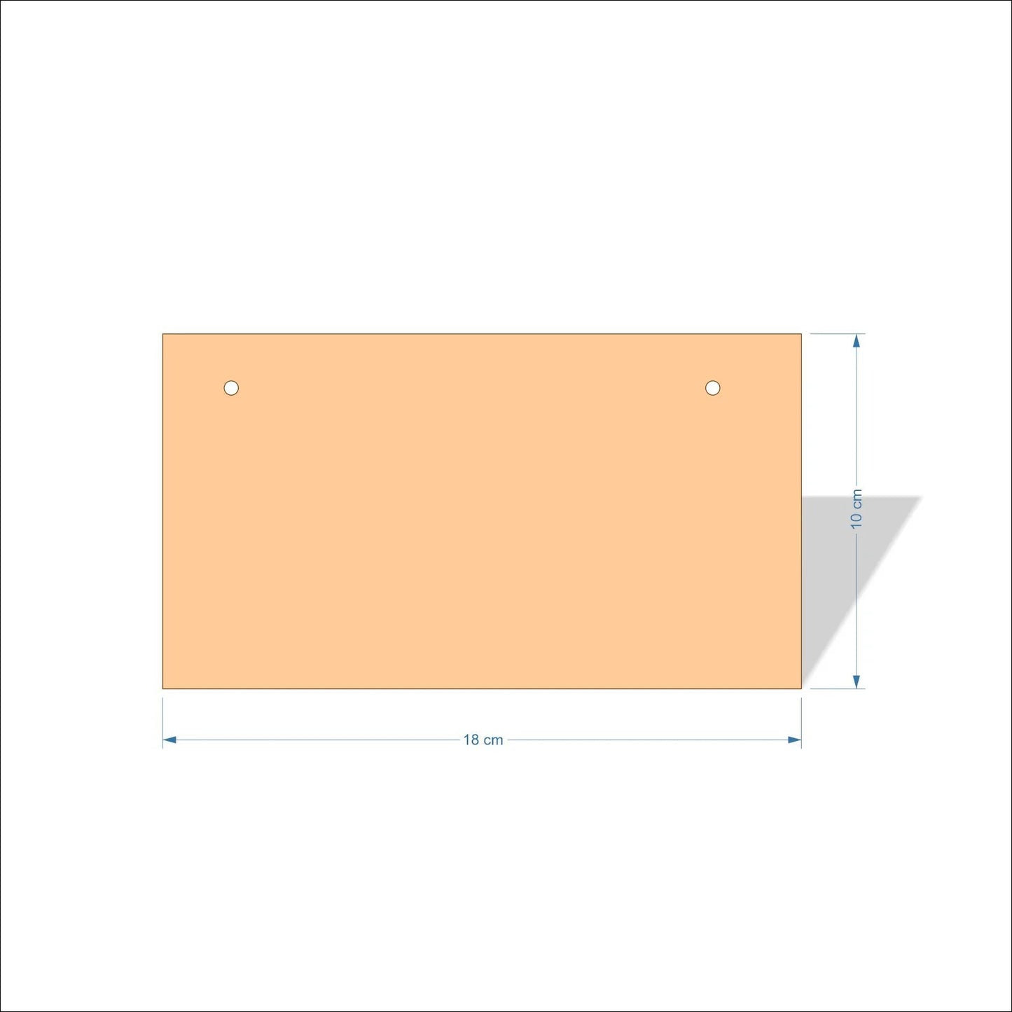 18 cm Wide Blank board plaques with square corners - plywood