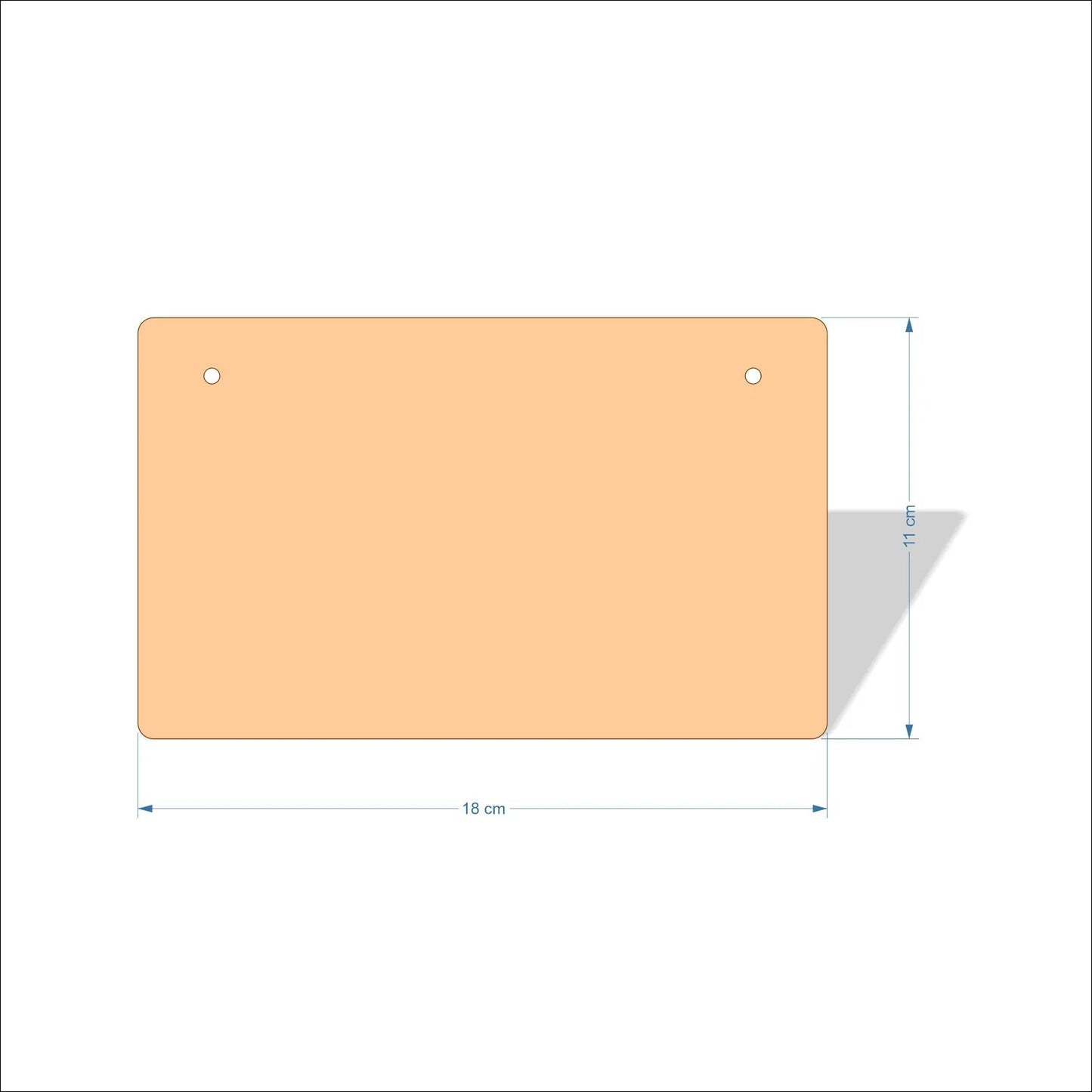 18 cm Wide Blank board plaques with rounded corners - plywood