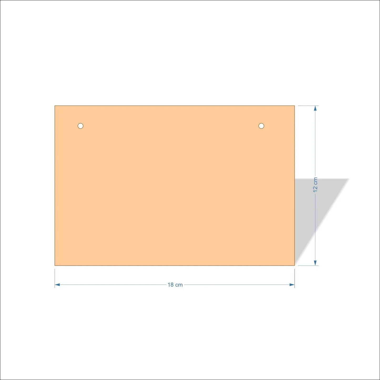 18 cm Wide Blank board plaques with square corners - plywood