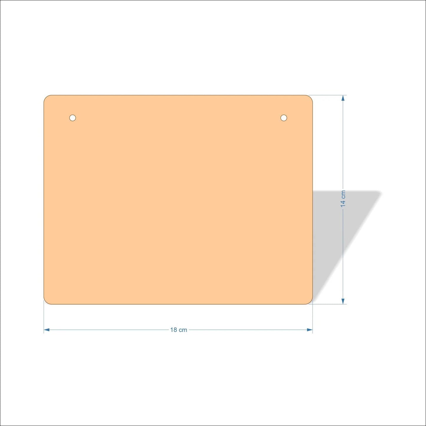 18 cm Wide Blank board plaques with rounded corners - plywood