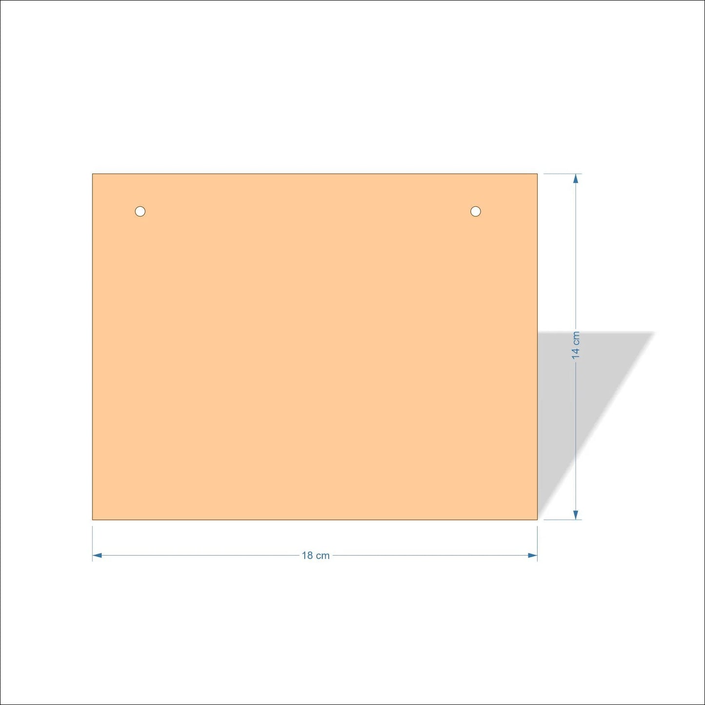 18 cm Wide Blank board plaques with square corners - plywood