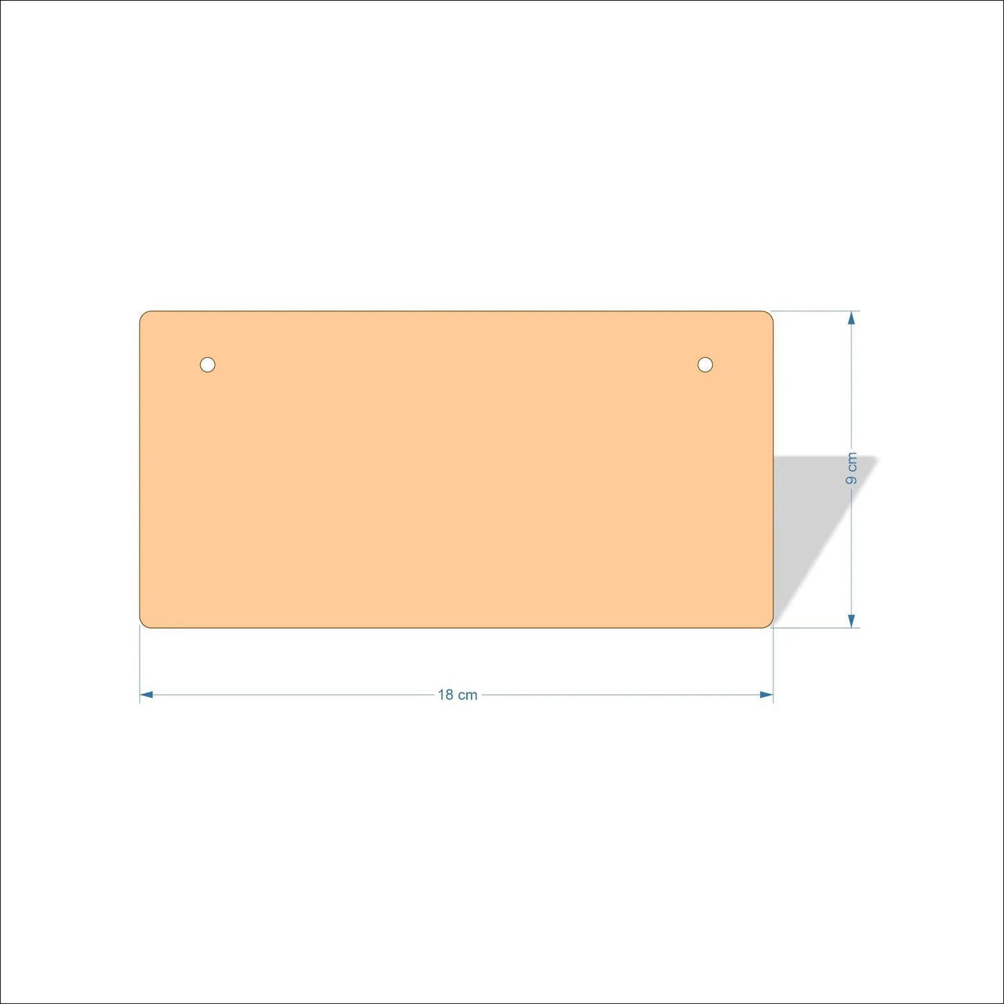 18 cm X 9 cm 4mm poplar plywood Plaques with rounded corners