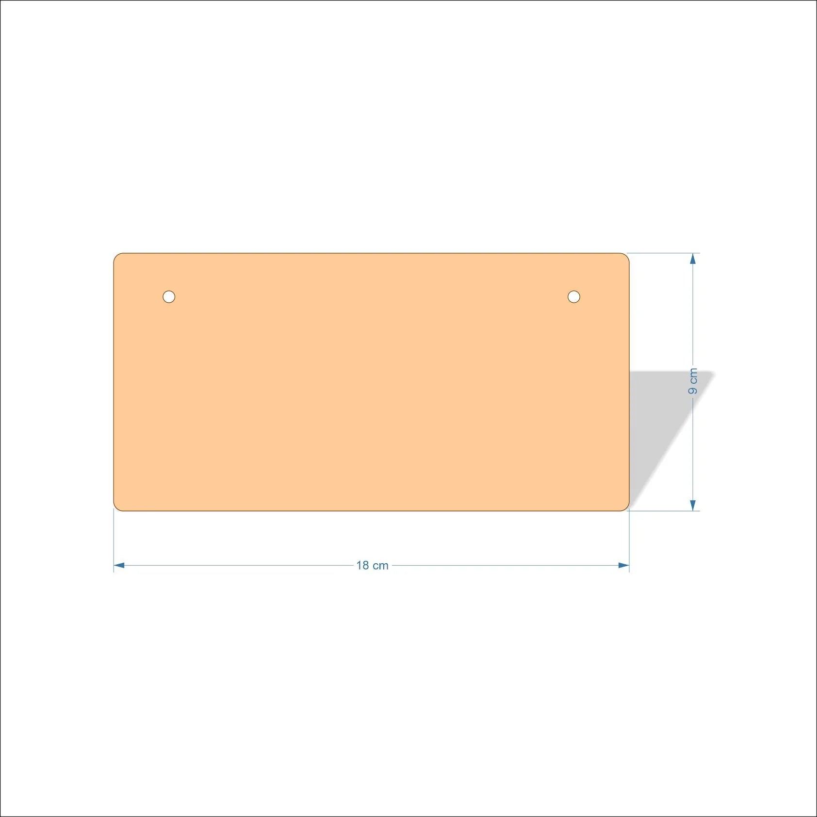 18 cm X 9 cm 4mm poplar plywood Plaques with rounded corners