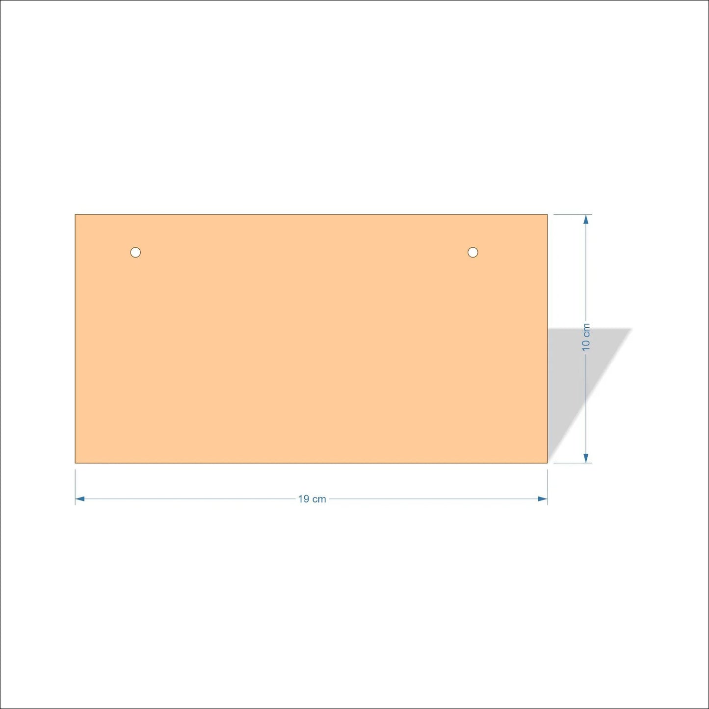 19 cm Wide Blank board plaques with square corners - plywood