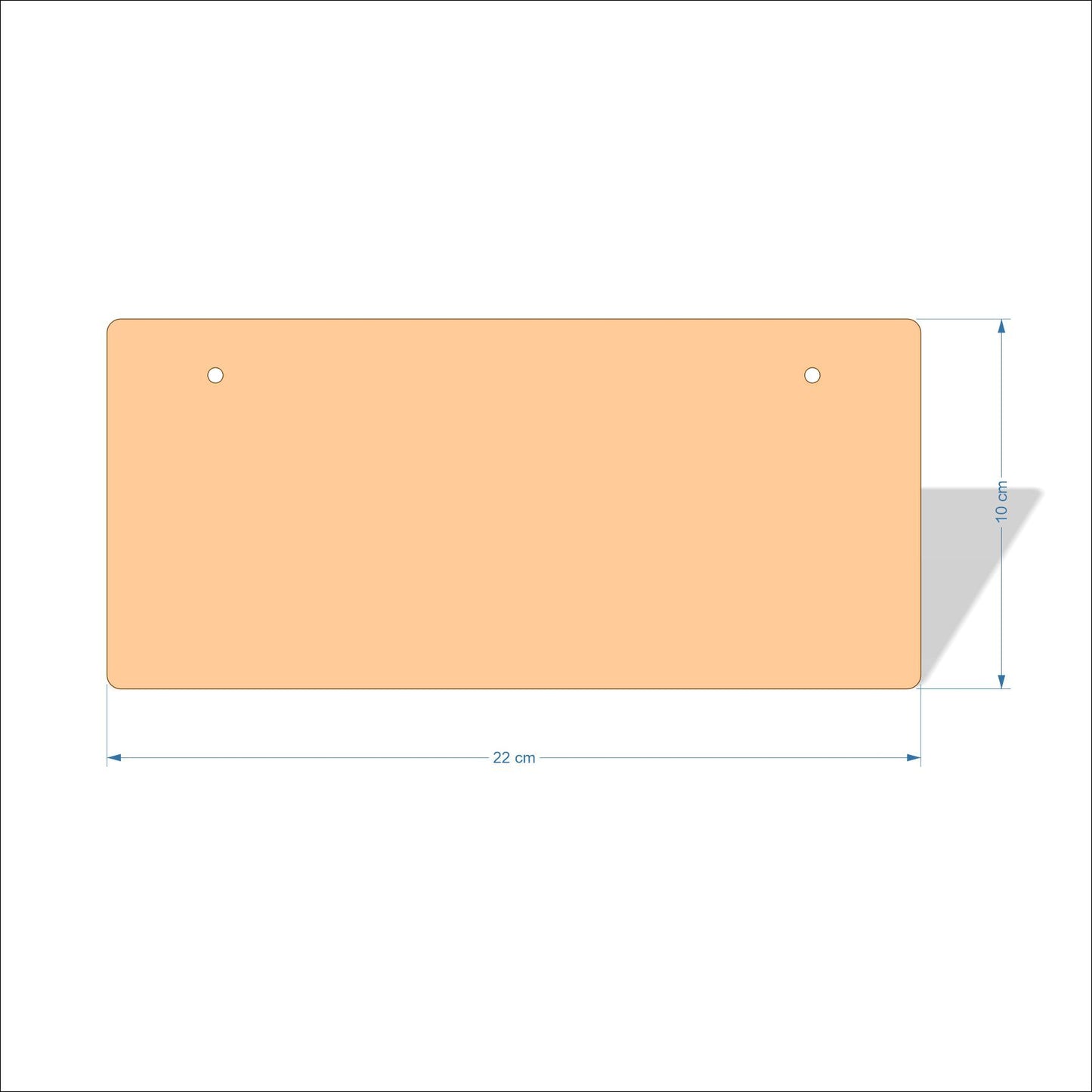 22 cm X 10 cm 3mm MDF Plaques with rounded corners