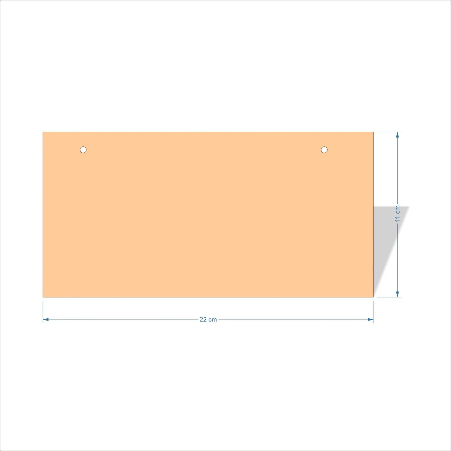 22 cm Wide Blank board plaques with square corners - plywood