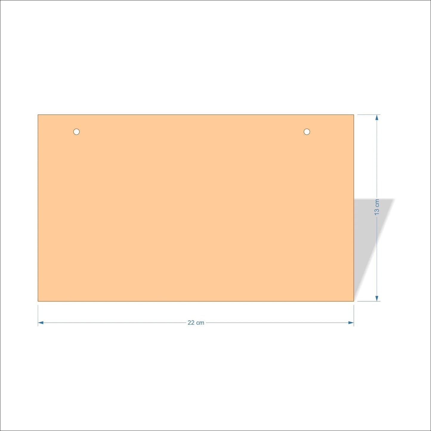 22 cm Wide Blank board plaques with square corners - plywood