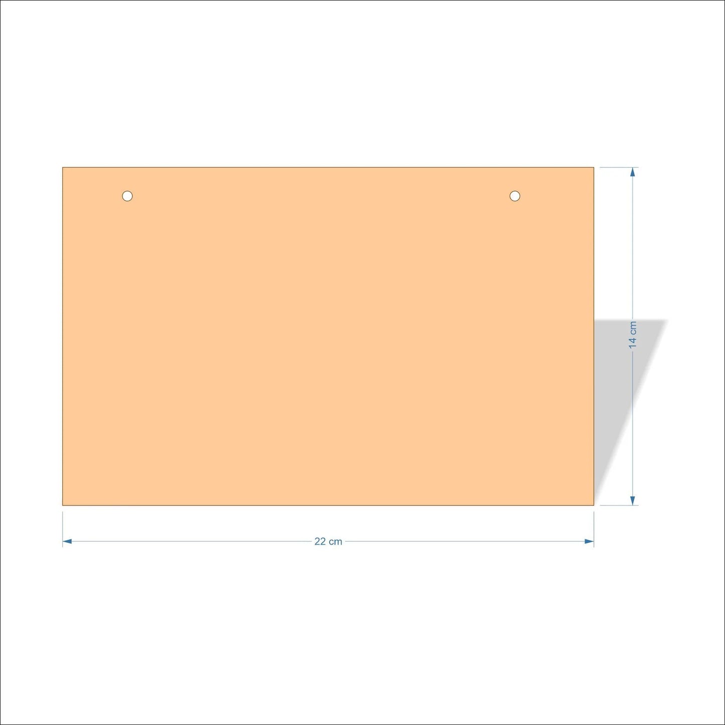 22 cm Wide Blank board plaques with square corners - plywood