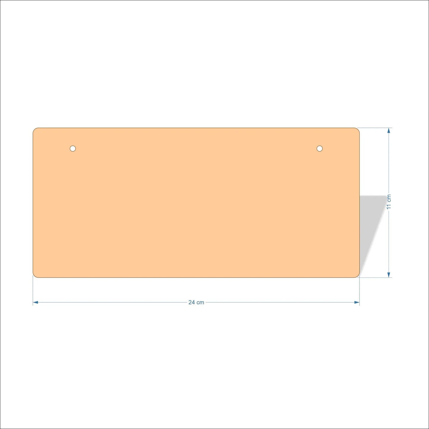 24 cm X 11 cm 4mm poplar plywood Plaques with rounded corners