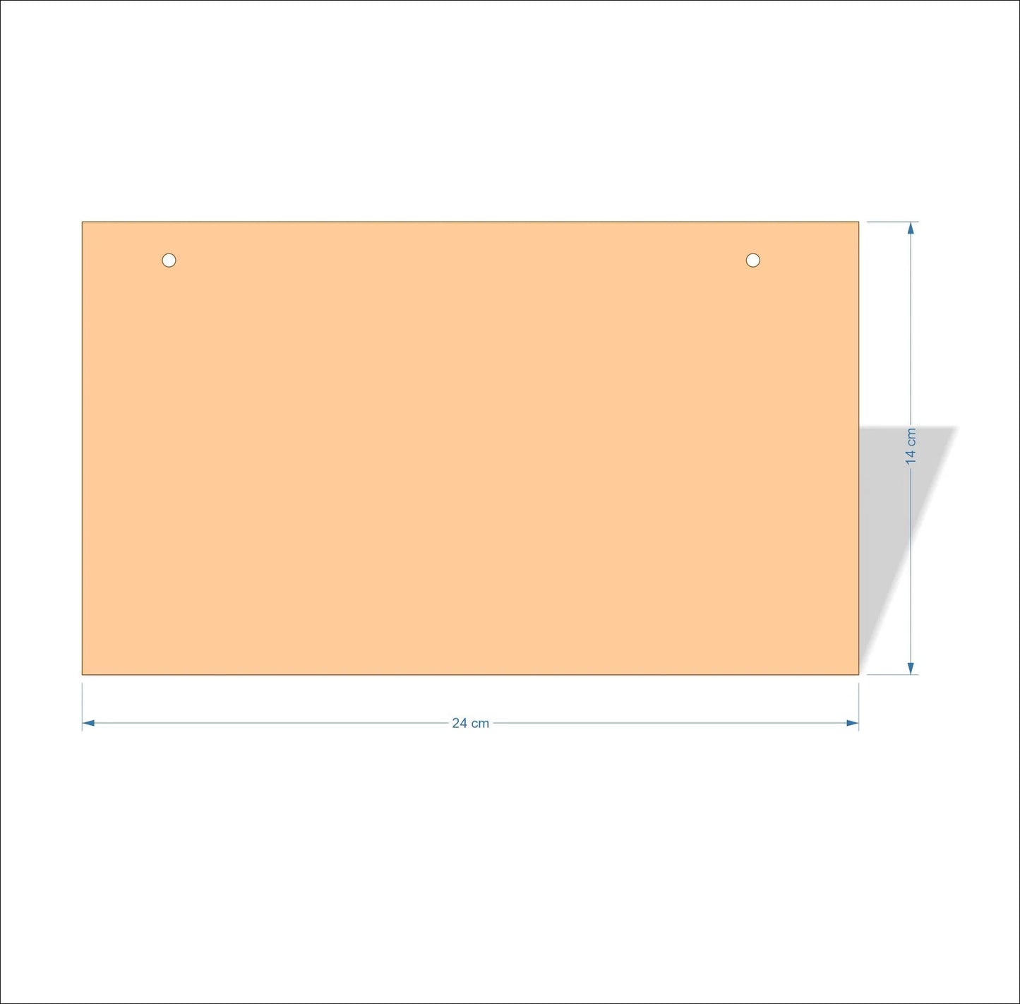 24 cm Wide Blank board plaques with square corners - plywood