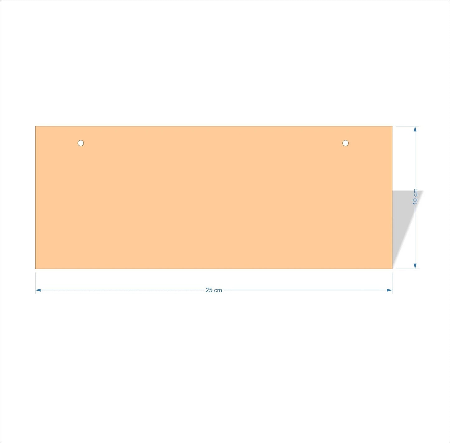 25 cm Wide Blank board plaques with square corners - plywood