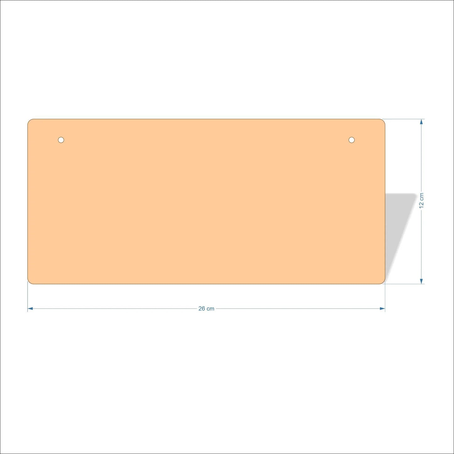 26 cm Wide Blank board plaques with rounded corners - plywood