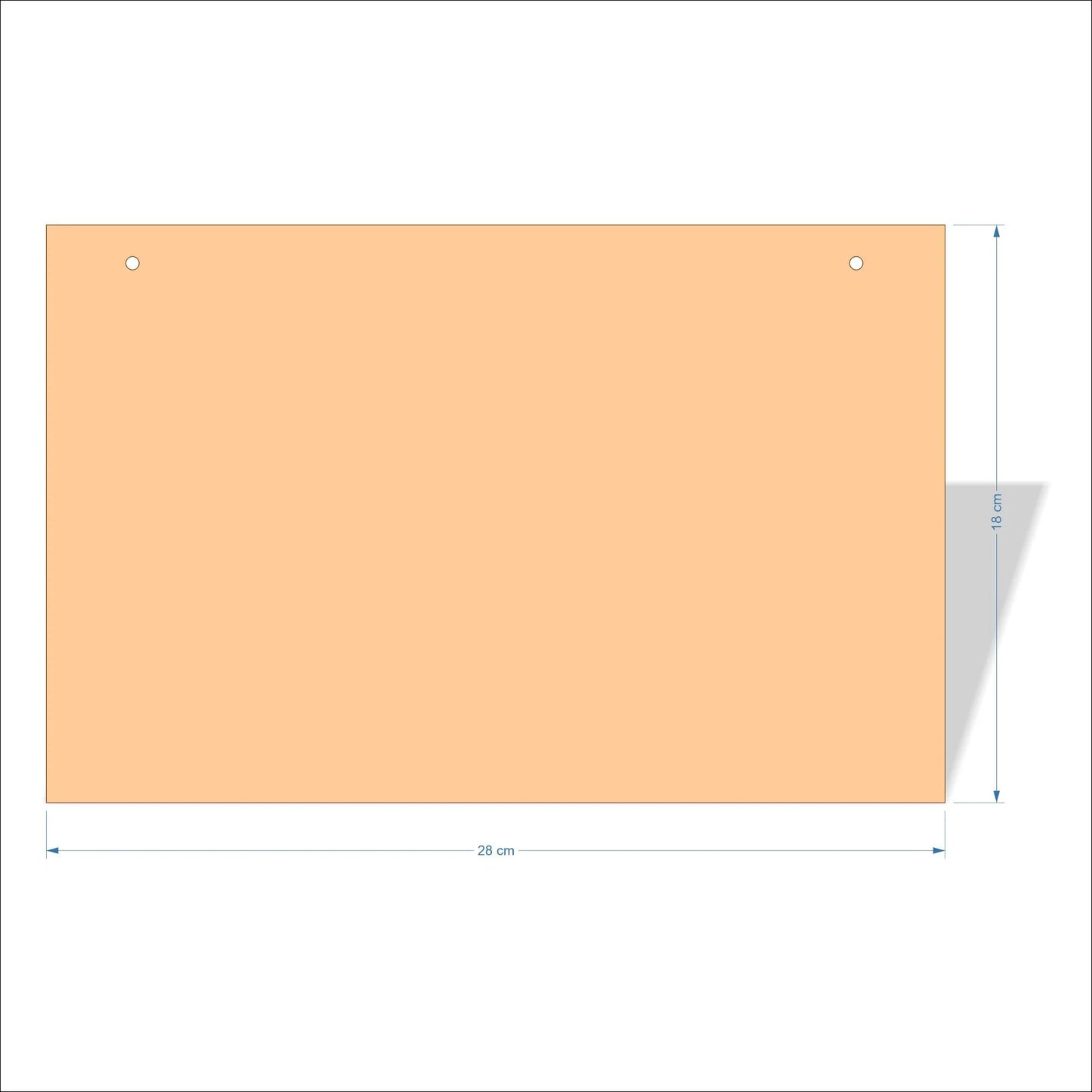 28 cm Wide Blank board plaques with square corners - plywood